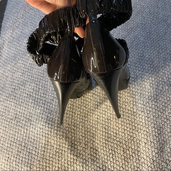 Burberry Prorsum brown cross cross ruched platform heels 39.5 - Picture 9 of 14